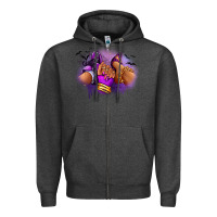 Charcoal Heather Halloween sneaker and heel afro woman Zipper Hoodie - RanaPortraitStore