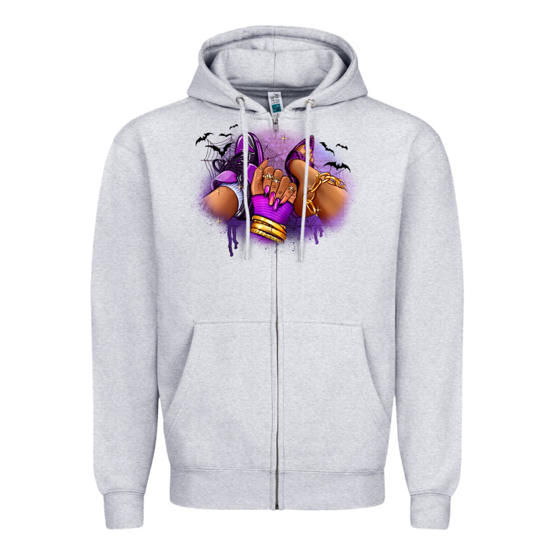 Halloween Sneaker And Heel Afro Woman Zipper Hoodie by RanaPortraitStore | Teevron