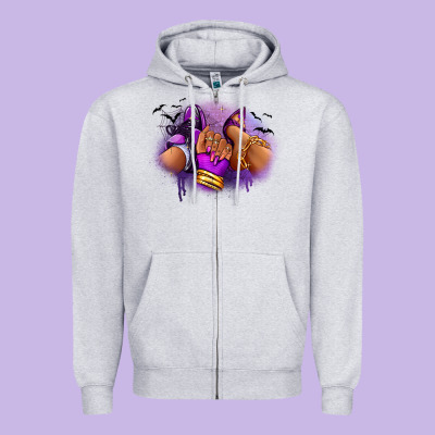 Zipper Hoodie Halloween sneaker and heel afro woman