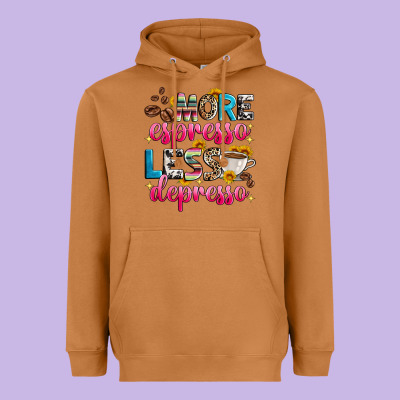 More Espresso Less Depresso Heavyweight Hoodie Designed By Zillion Design Studio