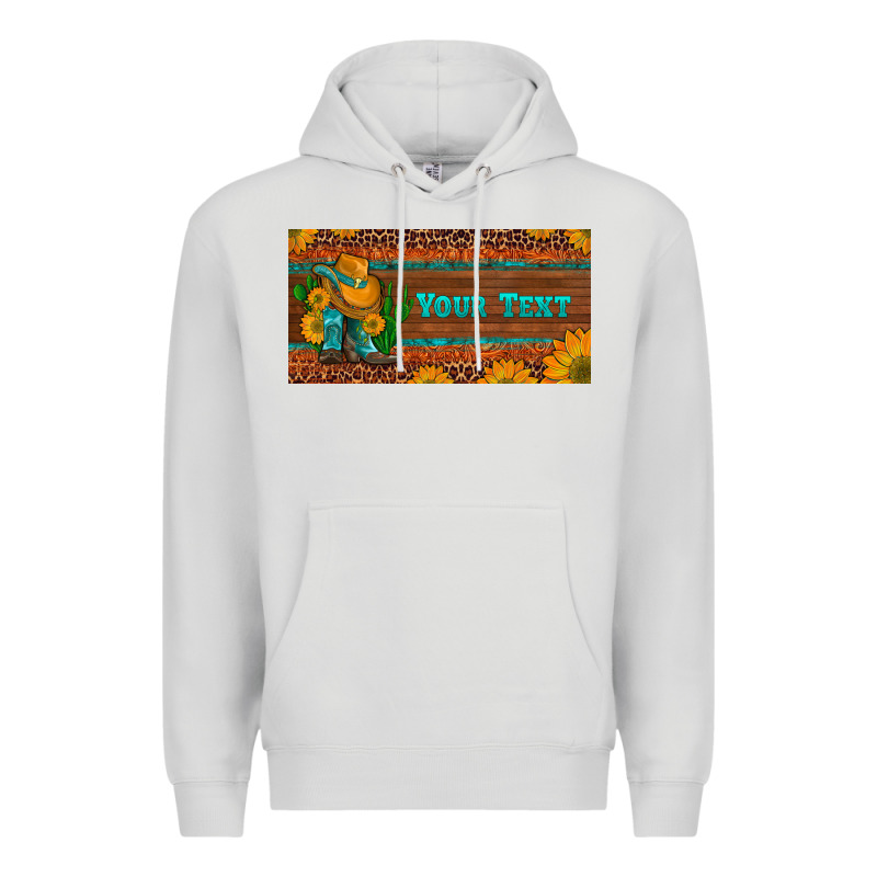 Preview Custom Cowboy Boots Sunflowers And Cactus License Plate Premium Hoodie by Artiststas | Teevron