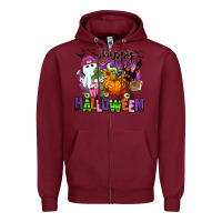 Burgundy Happy Halloween Zipper Hoodie - RanaPortraitStore