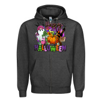 Charcoal Heather Happy Halloween Zipper Hoodie - RanaPortraitStore