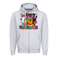 Heather Grey Happy Halloween Zipper Hoodie - RanaPortraitStore