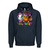 Navy Happy Halloween Zipper Hoodie - RanaPortraitStore