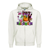 Oatmeal Heather Happy Halloween Zipper Hoodie - RanaPortraitStore