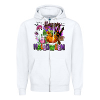 White Happy Halloween Zipper Hoodie - RanaPortraitStore