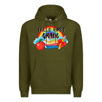 Army Green back to school hello first grade 3200x2400 Premium Hoodie - AdoDesignShop