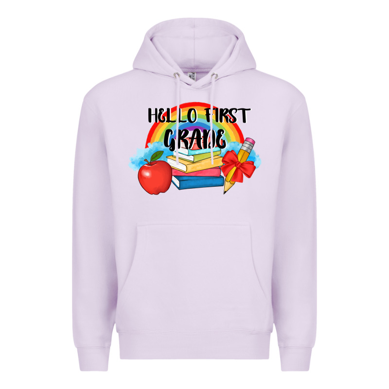 Back To School Hello First Grade 3200x2400 Premium Hoodie by AdoDesignShop | Teevron