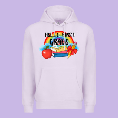 Back To School Hello First Grade 3200x2400 Premium Hoodie Designed By Adodesignshop