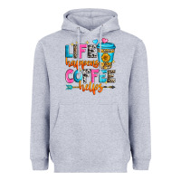 Heather Grey life happens coffee helps Heavyweight Hoodie - Zillion Design Studio