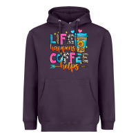 Plum life happens coffee helps Heavyweight Hoodie - Zillion Design Studio