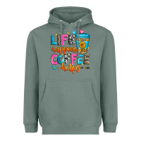 Sage life happens coffee helps Heavyweight Hoodie - Zillion Design Studio