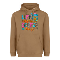 Toasted Coconut life happens coffee helps Heavyweight Hoodie - Zillion Design Studio