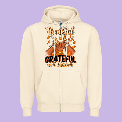 Zipper Hoodie Thankful grateful and Blessed black baby girl