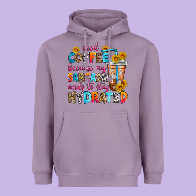 Iced Coffee Because My Sarcasm Needs To Stay Hydra Heavyweight Hoodie Designed By Zillion Design Studio