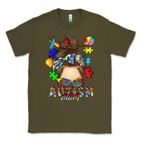 Army Green messy bun autism mom Classic Tee - RanaPortraitStore