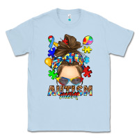 Dusty Blue messy bun autism mom Classic Tee - RanaPortraitStore