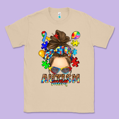 Messy Bun Autism Mom Classic Tee Designed By Ranaportraitstore