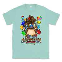 Seafoam messy bun autism mom Classic Tee - RanaPortraitStore