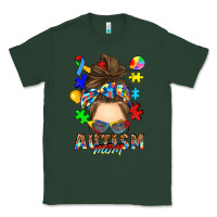 Sports Green messy bun autism mom Classic Tee - RanaPortraitStore