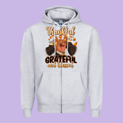 Zipper Hoodie Thankful grateful and Blessed black man sneakers