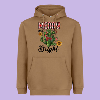 Merry And Bright With Cactus Heavyweight Hoodie Designed By Ranaportraitstore