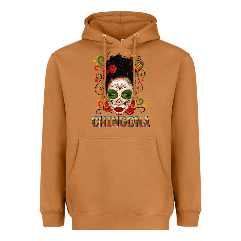 Mexicana Skull Girl Messy Bun Heavyweight Hoodie by texasbilliewilder | Teevron