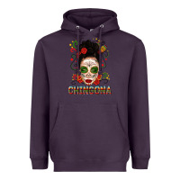 Plum Mexicana Skull Girl Messy Bun Heavyweight Hoodie - texasbilliewilder