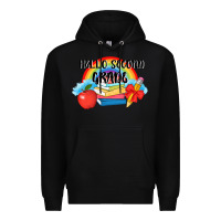 Black back to school hello second grade 3200x2400 Premium Hoodie - AdoDesignShop