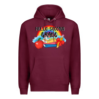 Burgundy back to school hello second grade 3200x2400 Premium Hoodie - AdoDesignShop