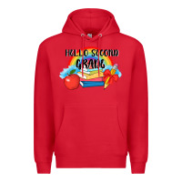 Red back to school hello second grade 3200x2400 Premium Hoodie - AdoDesignShop