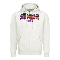 Oatmeal Heather Senior 2023 Halloween Zipper Hoodie - RanaPortraitStore