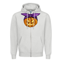 Dove Grey Jack O' Lantern Halloween Pumpkin Zipper Hoodie - RanaPortraitStore