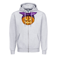 Heather Grey Jack O' Lantern Halloween Pumpkin Zipper Hoodie - RanaPortraitStore