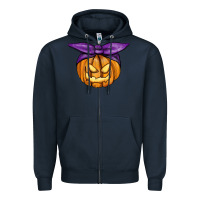 Navy Jack O' Lantern Halloween Pumpkin Zipper Hoodie - RanaPortraitStore