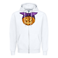 White Jack O' Lantern Halloween Pumpkin Zipper Hoodie - RanaPortraitStore