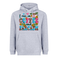 Heather Grey i run on coffee and sarcasm Heavyweight Hoodie - Zillion Design Studio