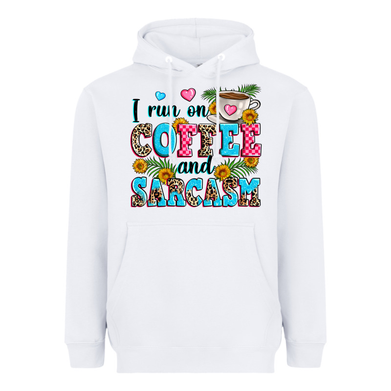 I Run On Coffee And Sarcasm Heavyweight Hoodie by Zillion Design Studio | Teevron