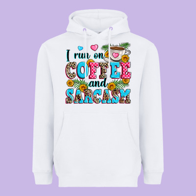 I Run On Coffee And Sarcasm Heavyweight Hoodie Designed By Zillion Design Studio