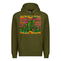 Army Green sunflowers turquoise serape cactus tumbler Premium Hoodie - Artiststas
