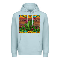Blue Mist sunflowers turquoise serape cactus tumbler Premium Hoodie - Artiststas