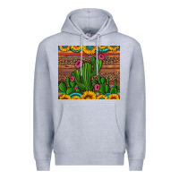 Heather Grey sunflowers turquoise serape cactus tumbler Premium Hoodie - Artiststas