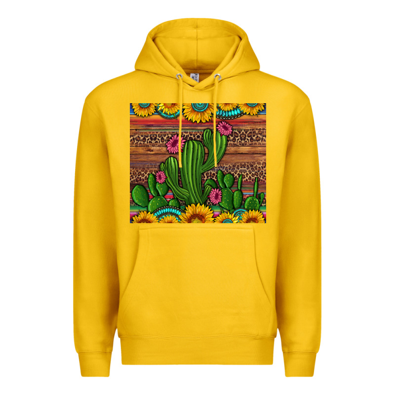 Sunflowers Turquoise Serape Cactus Tumbler Premium Hoodie by Artiststas | Teevron