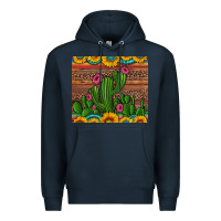 Navy sunflowers turquoise serape cactus tumbler Premium Hoodie - Artiststas