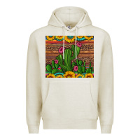 Oatmeal Heather sunflowers turquoise serape cactus tumbler Premium Hoodie - Artiststas