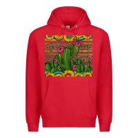Red sunflowers turquoise serape cactus tumbler Premium Hoodie - Artiststas