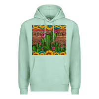 Seafoam sunflowers turquoise serape cactus tumbler Premium Hoodie - Artiststas