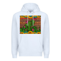 White sunflowers turquoise serape cactus tumbler Premium Hoodie - Artiststas