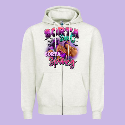 Zipper Hoodie Sorta sweet sorta spooky sneaker and heel afro wom